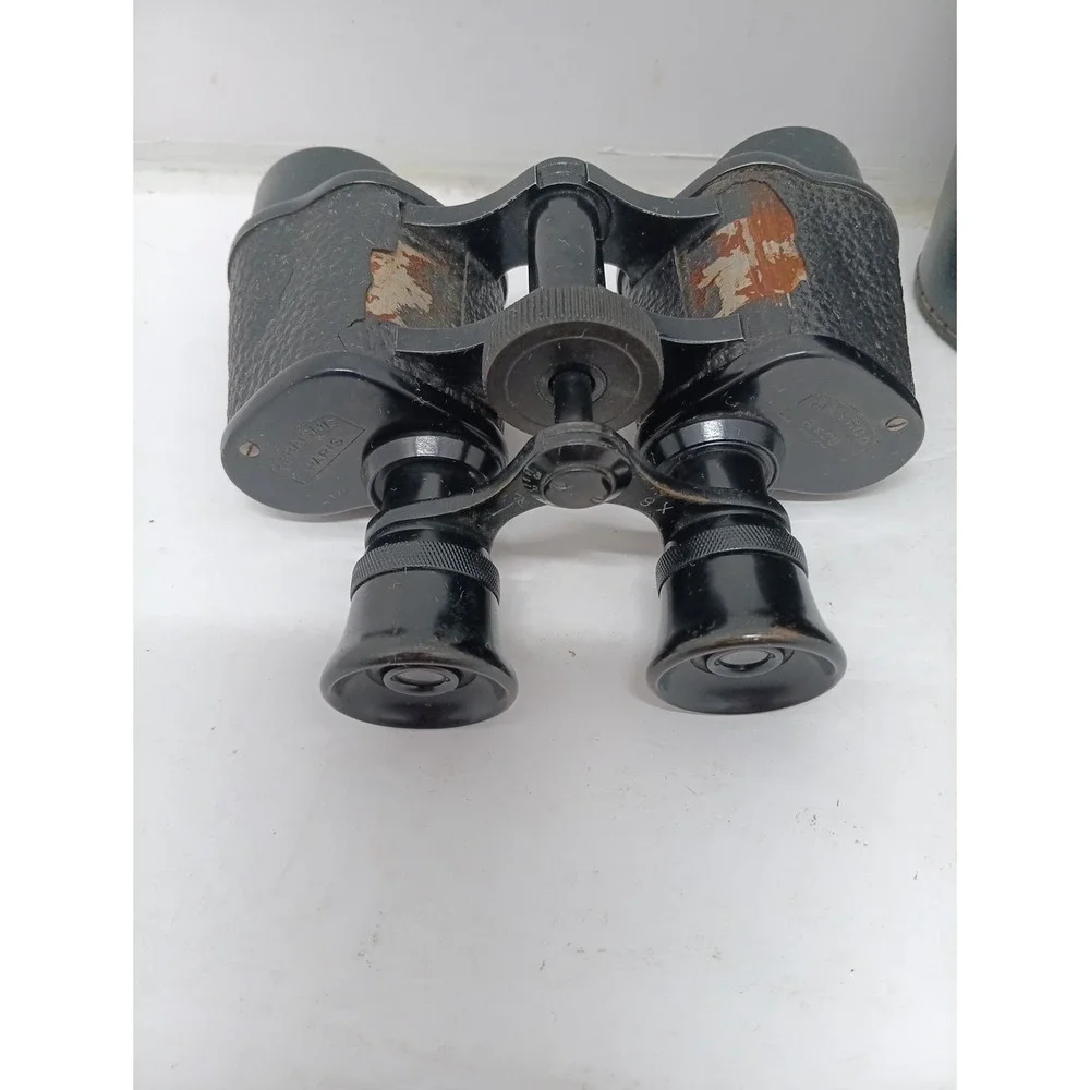 Deraisme Paris Mayrop 8 X 25 Binoculars With Leather Case Vintage Militaria